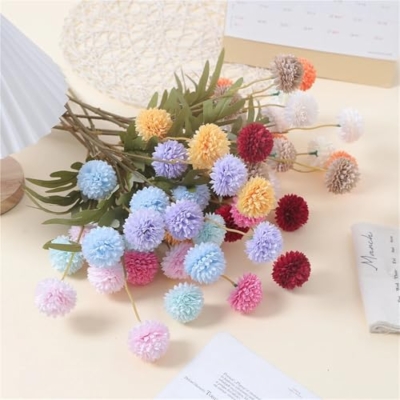 Product: 5/10 pcs 5 Heads Artificial Chrysanthemum Flowers 51cm Fake Bouquet for Party Vase Table Home Garden Wedding Decoration(Beige,10pcs)
