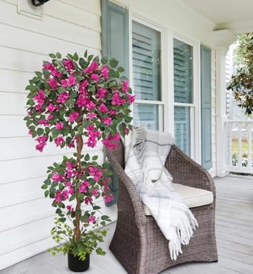 Product: Briful 4.92FT Artificial Bougainvillea Tree in Pot – Faux Silk Bougainvillea Floral Tree Decorative Pink Fake Trees for Home Office Living Room Indoor Outdoor Décor