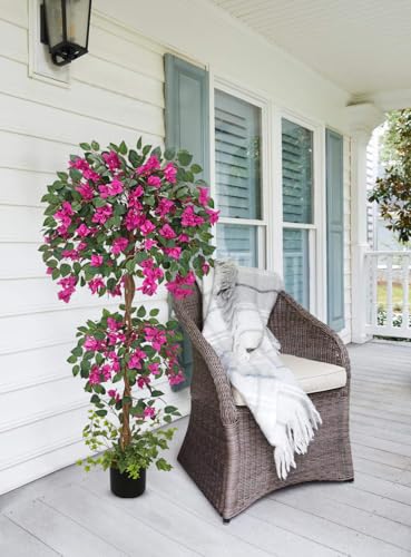 Product: Briful 4.92FT Artificial Bougainvillea Tree in Pot – Faux Silk Bougainvillea Floral Tree Decorative Pink Fake Trees for Home Office Living Room Indoor Outdoor Décor