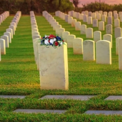 Product: TIKTOLA Artificial Cemetery Flowers for Grave Decorations Memorial Rose Headstone Saddle Outdoor Tombstone Red White Blue