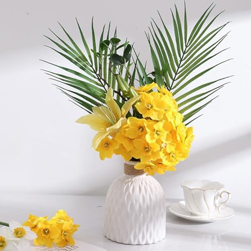 Product: JZLEJC 1 Bundle of Daffodils, 15x7 Yellow Artificial Realistic Daffodils Low Maintenance Long Lasting Silk Flowers for Decoration