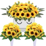 Product: Lodou 3Sets Artificial Cemetery Flowers for Grave,Headstone Flower Saddle Silk Sunflowers Grave Flowers Memorial Flowers Bouquets for Outdoor Gravesite Decoration (Yellow, 3PCS)