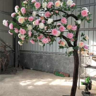 Product: Simulated Peony Tree, Indoor Artificial Tree Decoration Landscaping Large Floor-Standing Flower Art Hotel Shopping Mall Props Ornaments 6M