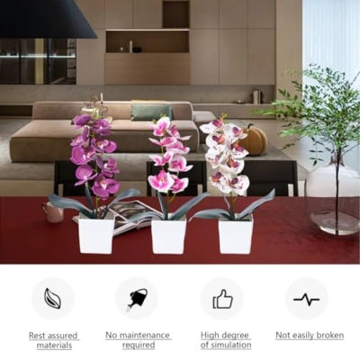 Product: JINXIAN 3 Pieces Orchids Artificial Flowers & Plants 30 cm Artificial Flowers in Pot Artificial Flowers Like Real Artificial Flowers Artificial Plant for Living Room Office Decoration