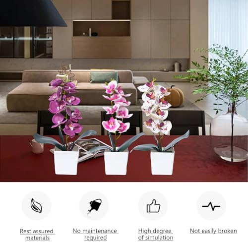 Product: JINXIAN 3 Pieces Orchids Artificial Flowers & Plants 30 cm Artificial Flowers in Pot Artificial Flowers Like Real Artificial Flowers Artificial Plant for Living Room Office Decoration