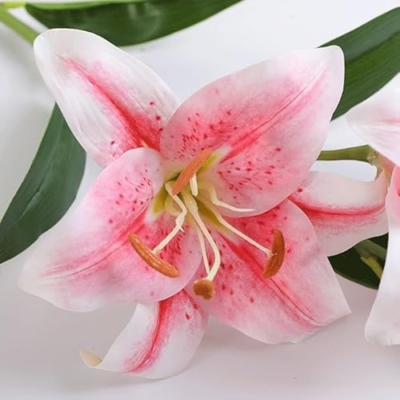 Silky Flower Store Artificial Tactile Lily Arrangement, 3 Head Simulated Flowers, Wedding Home Decor, Potted Faux Floral Display, 32.5cm 13 13 Product: DUYHBAWRS Simulated Flowers with 3 Heads of Tactile Lilies, Wedding Home Decoration, Simulated Potted Flowers(D)