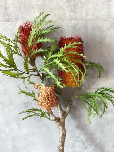 Silky Flower Store Artificial Banksia Flower Stem Pink Light Red, Realistic Floral Branch Wedding Home Décor, 35 inch 5 5 Product: Jucgghk Vivid and Realistic Floral Art 35" Tall Banksia Flower Branch,Artificial Pink Flower for Centerpieces | DIY Floral | Wedding/Home Decoration | Gifts(NO VASE)(Light red)