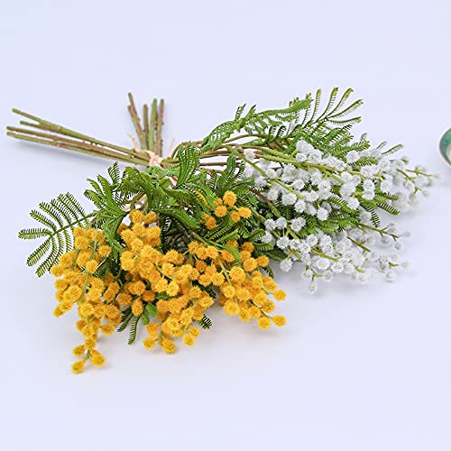 Product: WTYBRMYO Artificial Flowers 6Pcs Artificial Acacia Yellow Mimosa Plush Pudica Spray Cherry Silk Fake Flower for Wedding Home Decoration Red Bean Plant Fake Flowers