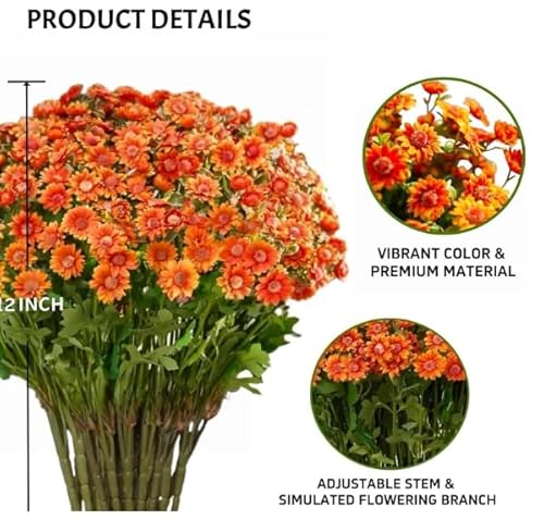 Product: Artificial Sunset Mums Artificial Outdoor Sunset Mums Flowers - UV Resistant Waterproof Windproof for Outside Home Indoor Planter Never Faded Look Real, Full, Vibrant (Scarlet, 25Bundles)