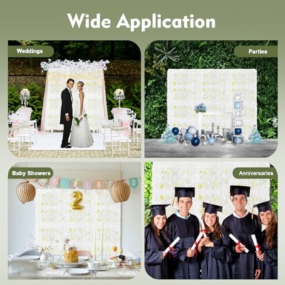 Product: Subiudzzh 12PCS Flower Wall Backdrop, Artificial Flower Wall Panels White Silk Rose Backdrop Panels with Dahlia, Hydrangea for Wedding Venue Decorations, Birthday Parties 23.62 x 15.74 Inch