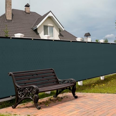 Product: SPORTYOUTH 3ft x 50ft Fence Privacy Screen Green and 30 Pcs Red Gold Poinsettia Artificial Christmas Flowers with Clips Stems