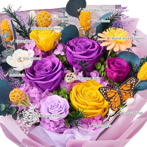 Product: Beaulasting Roses Flowers for Delivery Prime Forever Flowers Preserved Roses Bouquets Purple Flower Birthday Gifts for Women Valentine's Day Mothers Day Graduation
