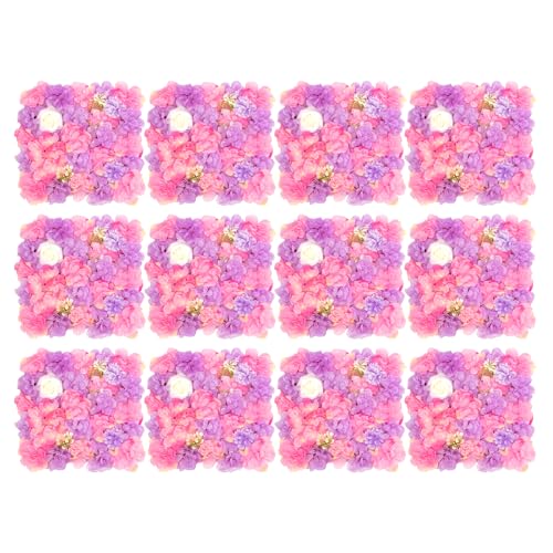 Product: 3D Artificial Flower Wall Panels, Dahlia Rose Hydrangea Flower Wall Decor, Fake Flower Wall for Wedding Backdrop 15"x15" White Plastic & Silk, 12-Pack Interlocking Privacy Screen for Indoor Outdoor