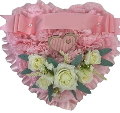 Product: Taozhiyuan Welcome Logo Flowers Exquisite Pink Tomb Flower Centers, Artificial Cemetery Flower Centers, Suitable for Tombstone Decoration and Condolences(Pink,23inc)