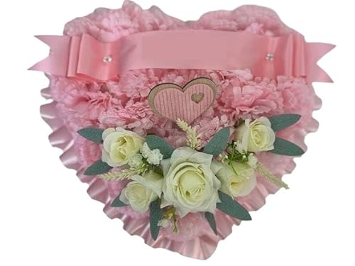 Product: Taozhiyuan Welcome Logo Flowers Exquisite Pink Tomb Flower Centers, Artificial Cemetery Flower Centers, Suitable for Tombstone Decoration and Condolences(Pink,23inc)