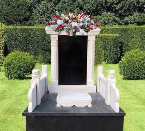 Product: Jucgghk Vivid and Realistic Floral Art Christmas Cemetery Flowers, Headstone Saddle Arrangement, Christmas Headstone Saddle for Headstone