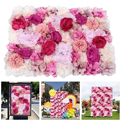 Product: PROYONGOO 6 PCS Flower Wall Panel Floral Backdrop, 15.7 * 23.6inch 3D Silk Hydrangea Rose Floral Panel, Artificial Flower Wall Faux Flower Panel for Wedding, Party, Home Decor