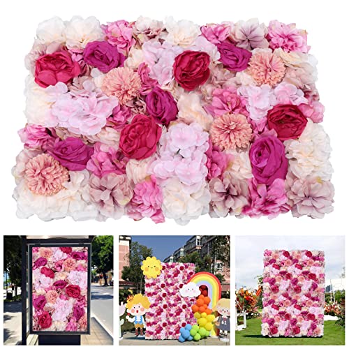 Product: PROYONGOO 6 PCS Flower Wall Panel Floral Backdrop, 15.7 * 23.6inch 3D Silk Hydrangea Rose Floral Panel, Artificial Flower Wall Faux Flower Panel for Wedding, Party, Home Decor