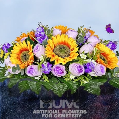 Silky Flower Store Artificial Cemetery Flowers Saddle, Memorial Bouquet, Outdoor Grave Decoration, Rose Sunflower Hyacinth, 32.5cm 10 10 Product: MUVIC Artificial Cemetery Flowers Saddle - Memorial Flowers Bouquet - Outdoor Grave Decorations,Sympathy Flower - Rose Sunflower Hyacinth