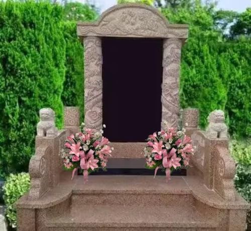 Product: Jucgghk Vivid and Realistic Floral Art Handmade Pink Flowers Vase, Spring Cemetery Arrangement, Easter Vase Arrangement for Cemetery Headstones Gravesites