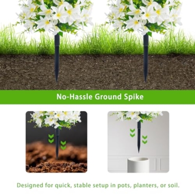 Silky Flower Store Artificial Lily Topiary Ball Tree, White Floral Decor, Set of 2, 23 in 10 10 Product: MDJTT 23'' Set of 2 Artificial Lily Topiary Ball Tree with 87 Flowers, Lifelike Fake Bushes Tree with Ground Spikes for Outdoor, Faux Evergreen Shrubs for Home Porch Garden Patio Decor (2, White)