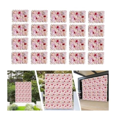 Silky Flower Store Artificial Flower Wall Panels, Silk Floral Backdrop, DIY Wedding Decor, 40x60cm 8 8 Product: Flower Wall Panels 20PCs Flower Wall Panel 40x60cm Artificial Floral Backdrop Silk Fabric Panels DIY Decoration