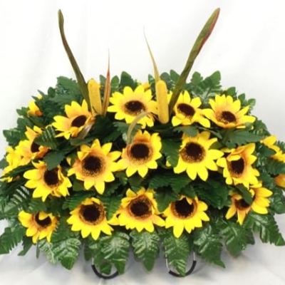 Product: Hshan Handcrafted Fall Sunflower Cemetery Flower Arrangement, Elegant Silk Cemetery Headstone Saddle for Cemetery Arrangement, Memorial Flowers Outdoor Memorial Decorations ﻿ Gravesite Flower