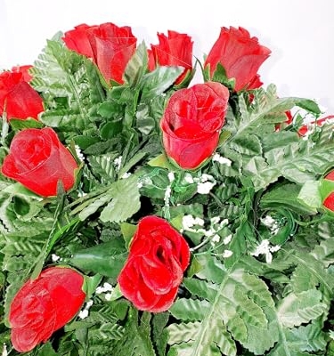 Product: Jucgghk Vivid and Realistic Floral Art 30" Beautiful Red Roses Cemetery Saddle,Artificial Cemetery Decoration for Headstone