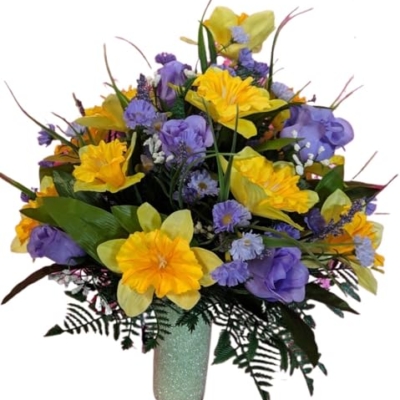 Product: Jucgghk Vivid and Realistic Floral Art Memorial Flowers Bouquet,Grave Memorial Flowers for Cemetery Headstones Decoration(NO VASE )
