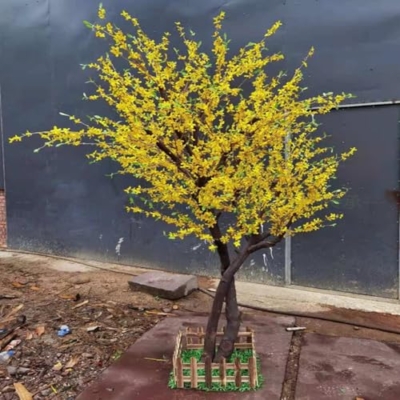 Product: Simulation of Winter Jasmine Tree, Small Yellow Flower Yellow Plant Fake Tree Large Indoor Living Room Floor Floral Art Happiness Tree Decoration 2M