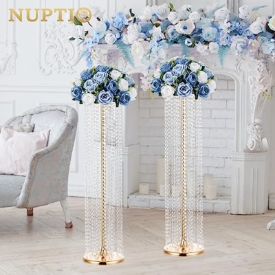 Product: NUPTIO Large Artificial Flower Centerpieces - 2 Pcs 13.8in Diameter Dusty Blue & White Fake Flowers Roses Balls - Silk Faux Rose Arrangement for Tables Wedding Party Centerpiece Table Decorations