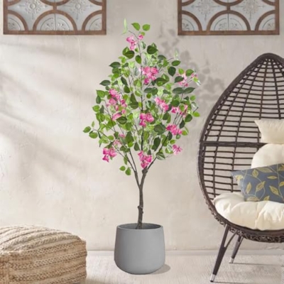 Silky Flower Store Artificial Bougainvillea Tree, Faux Pink Flower Tree, 2 Pack, 4FT 12 12 Product: Artificial Bougainvillea Tree 4FT – Faux Bougainvillea Tree for Indoor Home Decor, Realistic Fake Bougainvillea Flower Tree for Office, Bedroom,Living Room(2 Pack)