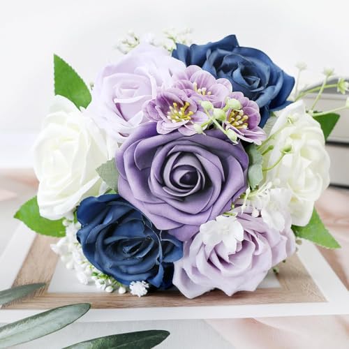 Product: Attractive Bridesmaid Bouquets of 6 Pieces and 3 Small Floral Arrangements, Artificial Flowers, Suitable for Decorating The Anniversary of The Bride's Wedding Center