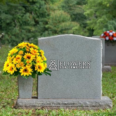 Silky Flower Store Artificial Cemetery Flowers, Yellow Sunflower Bouquet, Outdoor Grave Decoration, Weatherproof Memorial Florals, 20.5cm 14 14 Product: Sympathy Silks Artificial Cemetery Flowers - Realistic Vibrant Sunflowers Outdoor Grave Decoration - Yellow Sunflower Bouquet for Cemetery
