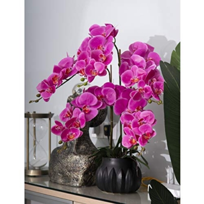Product: Faux Purple Phalaenopsis Orchid, 5 Branches Butterfly Orchids with Electroplating Ceramic Flower Pot, Beautiful Artificial Flowers Bonsai for Decorating Home/Office/Meeting Room/Parlor Table Centerpie