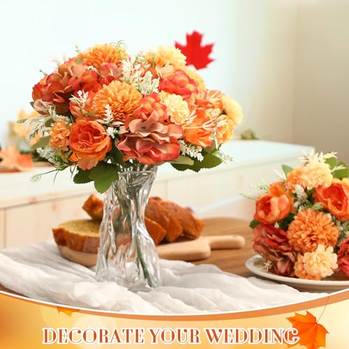 Product: Tigeen Artificial Flowers Artificial Peonies Silk Flowers Faux Peony Fake Peony Silk Hydrangea Bouquet for Wedding Table Centerpiece Floral Vase Decor(Bright Orange,24 Bundles)