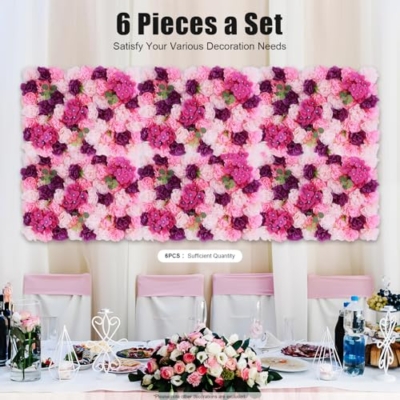 Silky Flower Store Artificial Flower Wall Panel Set, Hot Pink Pink Violet Floral Backdrop, Indoor Outdoor Decor, 23.62 x 15.74 inches 14 14 Product: 6-Piece Artificial Flower Wall Panel Set, Flower Wall Backdrop, Realistic DIY Privacy Screen for Indoor Outdoor Wedding Backdrop, Party Decor, Home Garden Decoration, Hot Pink Flower Wall Backdrop