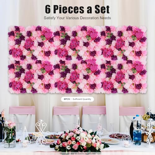 Silky Flower Store Artificial Flower Wall Panel Set, Hot Pink Pink Violet Floral Backdrop, Indoor Outdoor Decor, 23.62 x 15.74 inches 6 6 Product: 6-Piece Artificial Flower Wall Panel Set, Flower Wall Backdrop, Realistic DIY Privacy Screen for Indoor Outdoor Wedding Backdrop, Party Decor, Home Garden Decoration, Hot Pink Flower Wall Backdrop