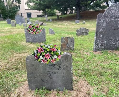 Product: Jucgghk Vivid and Realistic Floral Art Green and White Flowers Single Headstone Saddle,Beautiful Headstone Cemetery Saddle for Outdoor Grave Decorations
