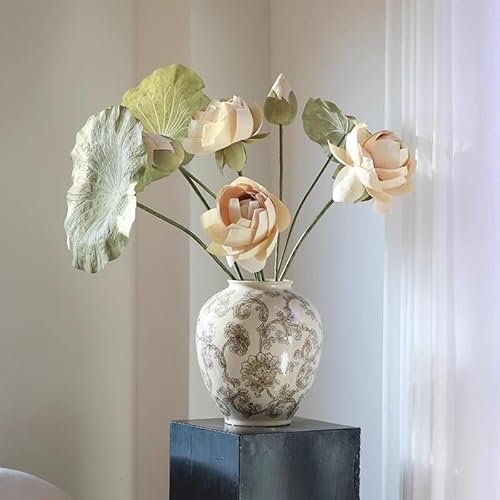 Product: WanderPanda 9 Stems Fake Flowers Artificial Flowers Faux Flowers Simulated Plant Artificial Lotus Suitable for Indoor Outdoor Party Wedding Decoration Lifelike Faux Bouquets Vase Not Included White