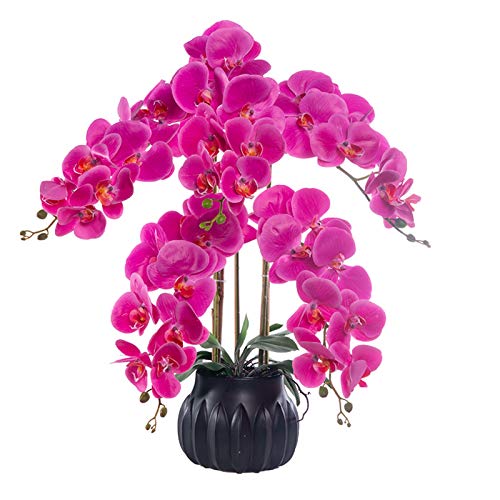 Product: Faux Purple Phalaenopsis Orchid, 5 Branches Butterfly Orchids with Electroplating Ceramic Flower Pot, Beautiful Artificial Flowers Bonsai for Decorating Home/Office/Meeting Room/Parlor Table Centerpie