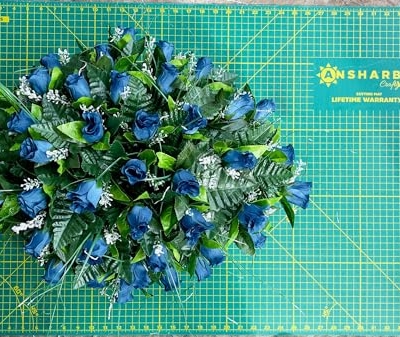 Product: Jucgghk Vivid and Realistic Floral Art Beautiful Roses Single Headstone Cemetery Saddle, 22-24” Cemetery Flower Arrangement for Grave Tombstone Decorations