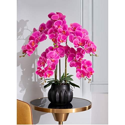 Product: Faux Purple Phalaenopsis Orchid, 5 Branches Butterfly Orchids with Electroplating Ceramic Flower Pot, Beautiful Artificial Flowers Bonsai for Decorating Home/Office/Meeting Room/Parlor Table Centerpie