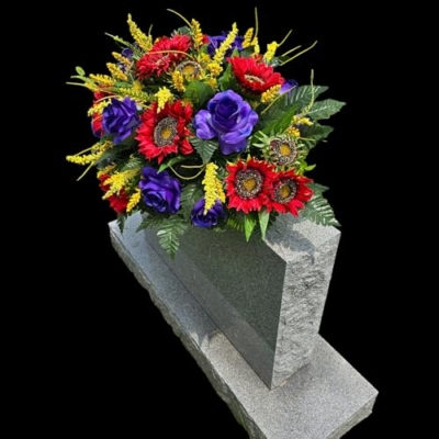 Product: Red Sunflowers Large Headstone Saddle, Purple Elegant Roses Headstone Saddle for Memorial Decoration Garland for Table Centerpiece Holiday Party Weddi