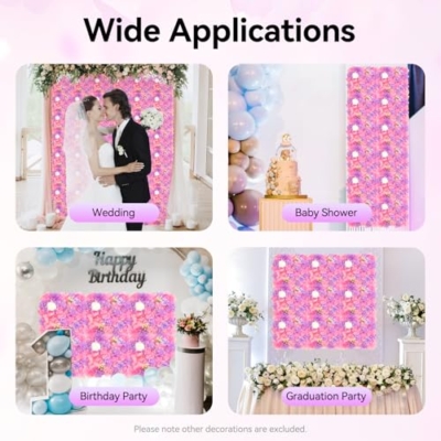 Product: 3D Artificial Flower Wall Panels, Dahlia Rose Hydrangea Flower Wall Decor, Fake Flower Wall for Wedding Backdrop 15"x15" White Plastic & Silk, 12-Pack Interlocking Privacy Screen for Indoor Outdoor