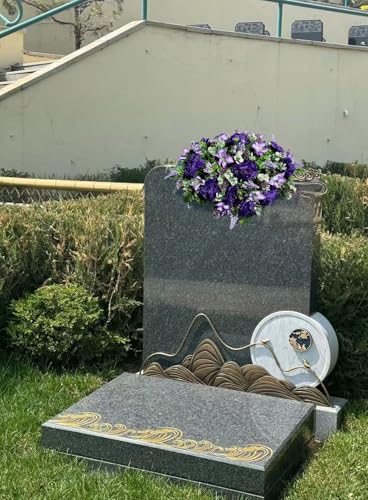 Product: Jucgghk Vivid and Realistic Floral Art 36" Artificial Cemetery Flowers,Realistic Vibrant Grave Flowers, Outdoor Grave Decorations for Headstone(Purple)