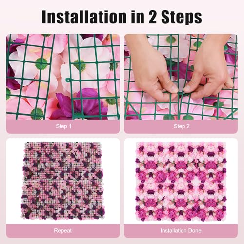 Silky Flower Store Artificial Flower Wall Panel Set, Hot Pink Pink Violet Floral Backdrop, Indoor Outdoor Decor, 23.62 x 15.74 inches 5 5 Product: 6-Piece Artificial Flower Wall Panel Set, Flower Wall Backdrop, Realistic DIY Privacy Screen for Indoor Outdoor Wedding Backdrop, Party Decor, Home Garden Decoration, Hot Pink Flower Wall Backdrop