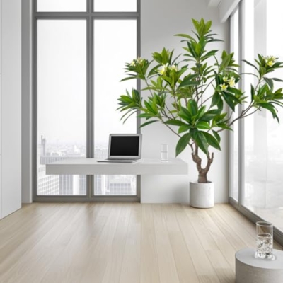 Product: Artificial PlumeriaTree with White Flowers, 7 ft Tall, Potted Plumeria Plant for Indoor Office Living Room Bedroom Garden