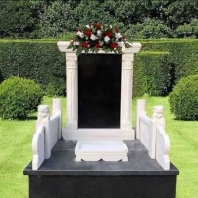 Product: Jucgghk Vivid and Realistic Floral Art Red and White Roses Cemetery Saddle,Winter Cemetery Arrangement,Valentines Day Cemetery Headstone Saddle for Grave