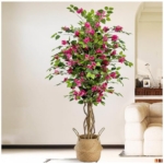 Product: 63" /5.2FT Bougainvillea Artificial with Planter, Faux Silk Flower Plant in Pot with 577 Flowers, 299 Leaves, Indoor Outdoor Artificial Bougainvillea for Home, Office and Garden Decor,B